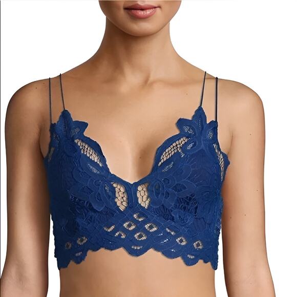 Free People FP One Womens Boho Coquette Adella Crochet Lace Bralette Crop Top‎ - Picture 1 of 7